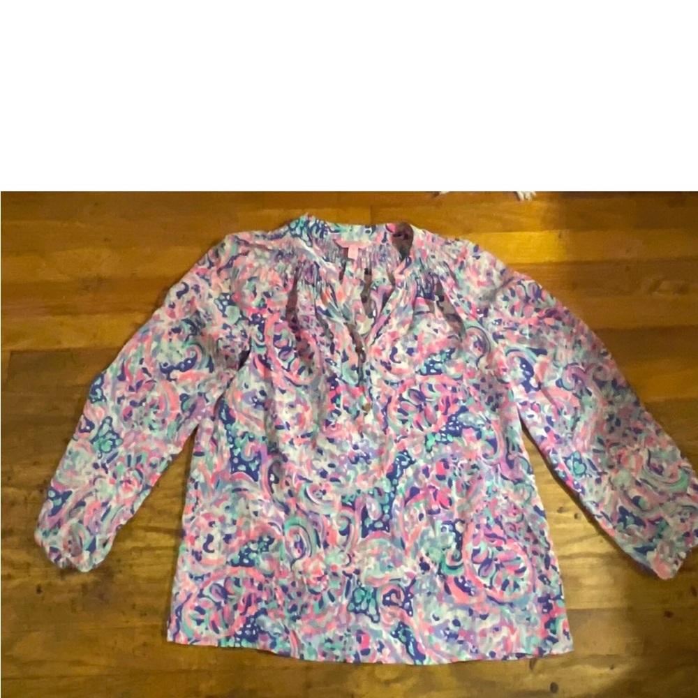 Lilly Pulitzer Silk Colorful Blouse Size M